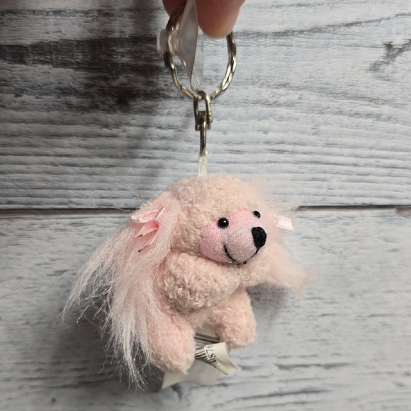 Adorable Pink Plush Dog Keychain Bag Clip - Picture 1 of 3